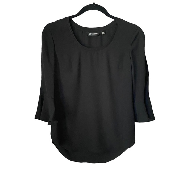 Versona womens black blouse size XS 3/4 length sleeves business attire - Picture 1 of 8